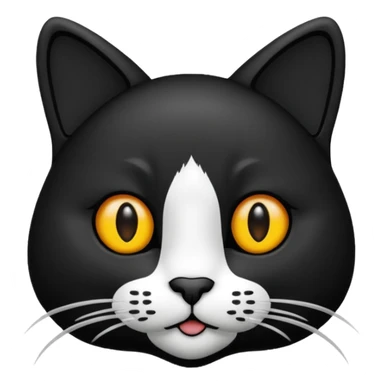 een zwarte kat met een hartje sticker