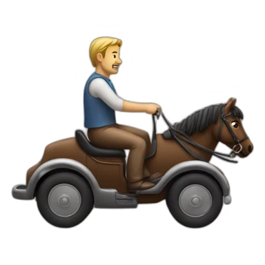 man riding a car as if it was a horse sticker