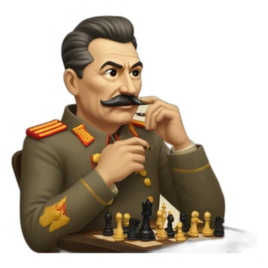 stalin playing chess while smoking a cigar sticker