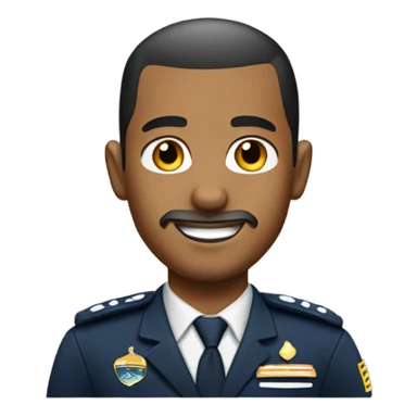 Mixed airline pilot with short beard and a buzz cut sticker