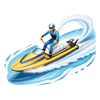 An icon featuring a close-up collage of water skis, splashing water, and a speedboat pulling the skier across the surface. The design highlights the motion of the skis cutting through the water and the boat’s wake. Transparent background emphasizes the thrill of water skiing. sticker