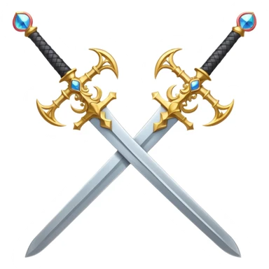 Fully golden two royal swords crossed sticker