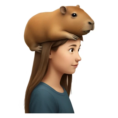 A capybara on a girl's head
 sticker