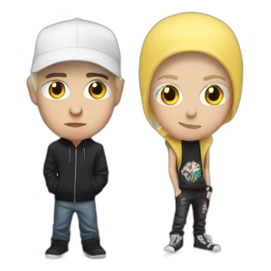 Eminem with the slim shady look with a beird sticker