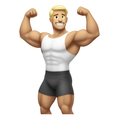 white muscle  man figure flexing sticker