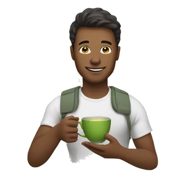 Create guy who is holding matcha tea in his hand sticker