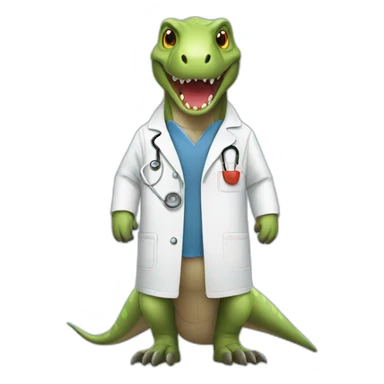 Trex wearing a lab coat sticker