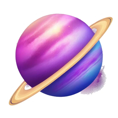 sparkly glittery blue purple and pink gradient planet with a cheesy saturn ring sticker