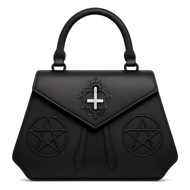 Back white gothic purse without background sticker