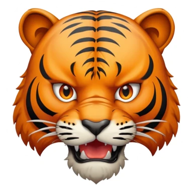 angry tiger with fangs, front face  sticker