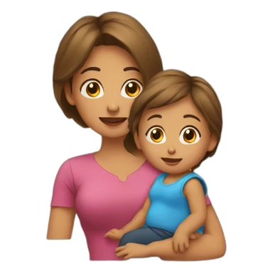 Mom and daughter toddler sticker