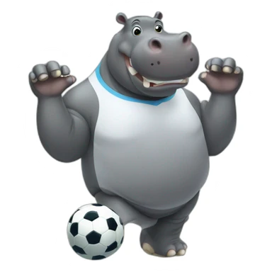 hippo as soccer player sticker