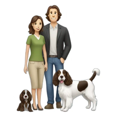Springer spaniel with woman and man sticker