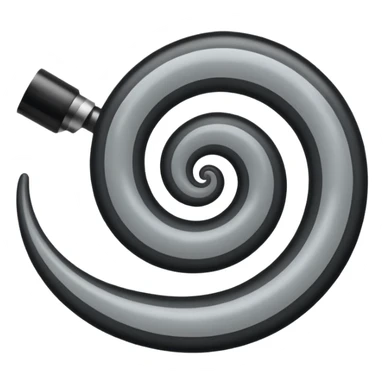 Minimalist emoji-style sticker of a strip of film curling into a hypnotic spiral. No details inside frames. Black and gray only. sticker
