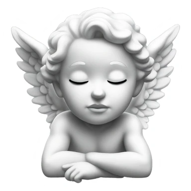 Cute White cherub statue full body showing eyes closed sticker