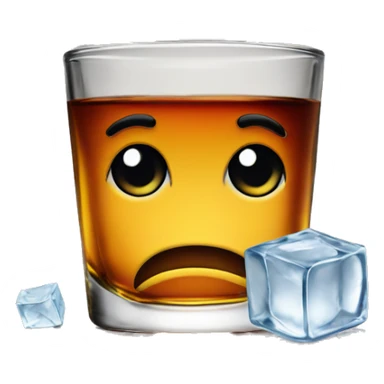 whiskey with  2 ice cubes  Shot glass tumbler  sticker