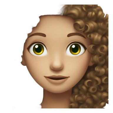 Brunette Curly hair pale freckled girl with green eyes sticker