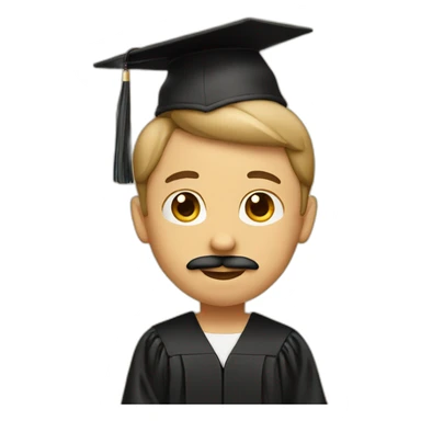 tan boy with mustache and graduation sticker