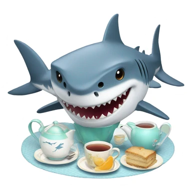 Shark having a tea party sticker