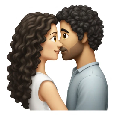 White Man with dark hair kissing white woman with long dark curly hair sticker