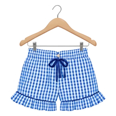 Blue gingham patterned ruffle mini shorts sticker