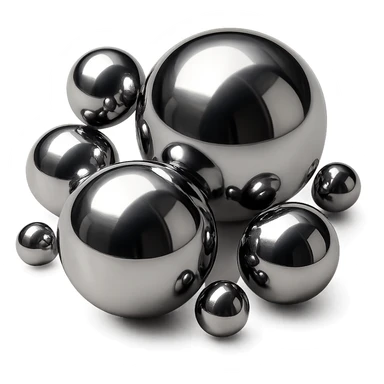 abstract chrome composition with multiple spheres of varying sizes, radiant and polished sticker