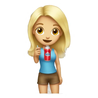 girl with blonde hair drinking soda  sticker