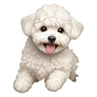 White maltipoo playing in autumn leaves sticker