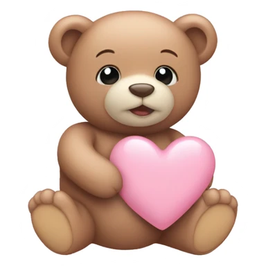 baby pink heart with teddy bear sticker