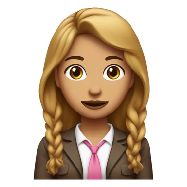 Chica con cabello marrón y rubio ojos cafés sacando la lengua y con un lazo rosa claro en la cabeza y ropa rosa claro sticker