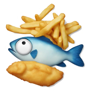 fish and chips on a plate with no eyes sticker