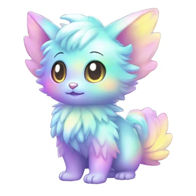 Shiny Innocent Shy Baby Sparkly Colorful Pastel Fluffy beautiful fantasy Kawaii Ethereal Sona Fakemon-animal Full Body sticker