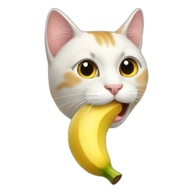 cat eat banana sticker