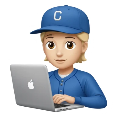 Crea una persona con una gorra y una lapto sticker