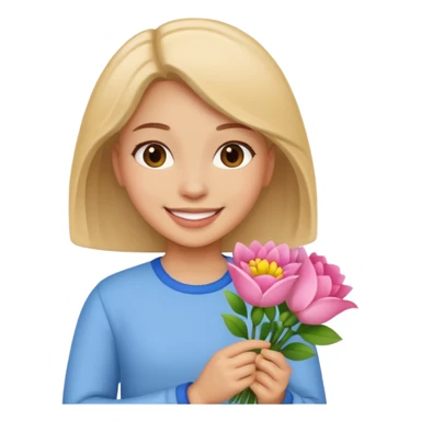 день рождения девушка с цветами sticker