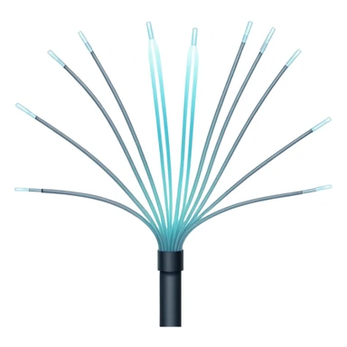 glowing optic fiber cable filaments showing thin glass strands sticker