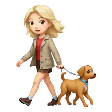 Dog being walked by human girl  sticker