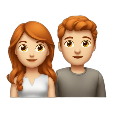 Femme rousse et garçon brun sticker