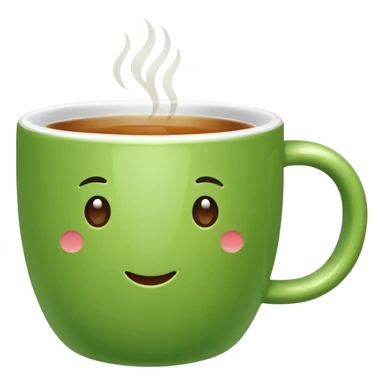 emoji green cup with tea sticker