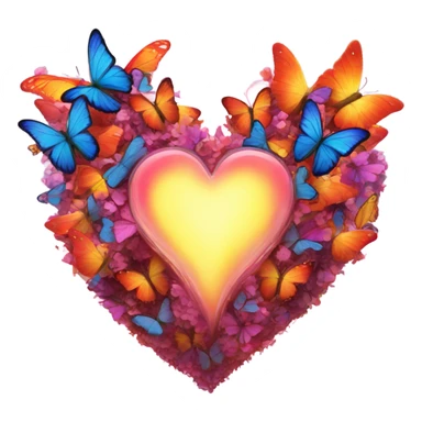Glowing heart breaking open butterflies flying out sticker