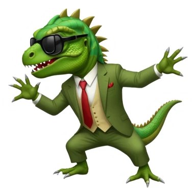 capitalist iguana banker godfather with black sunglasses breakdance scaring sticker