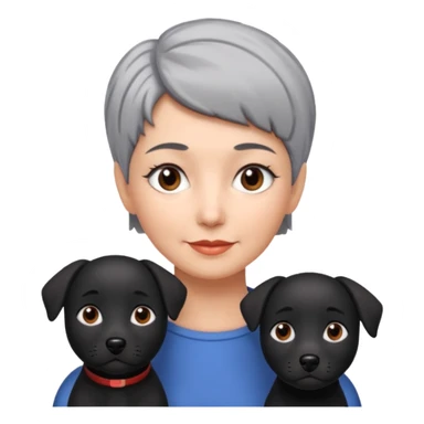 short gray haired woman with black dog sticker
