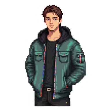 handsome guy in a cool jacket sticker