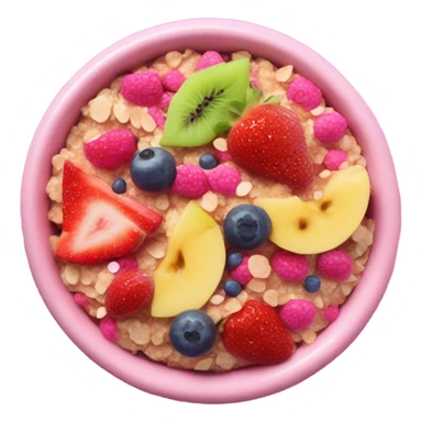 Hot pink oatmeal with fruit and glitter sticker