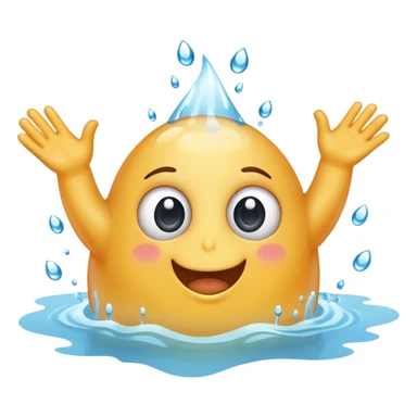 a happy blob of water with googly eyes and long water hands sticker