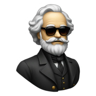 Karl Marx confident in sunglasses smiles sticker