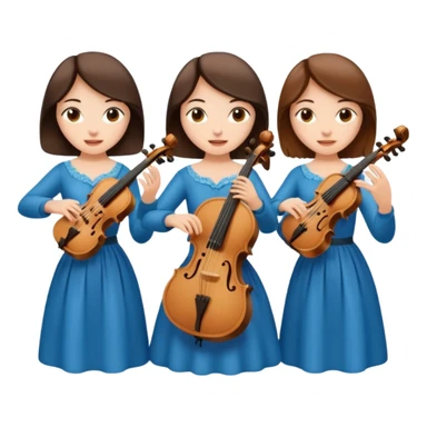 Create an imagine of three brunette women playing string instruments sticker
