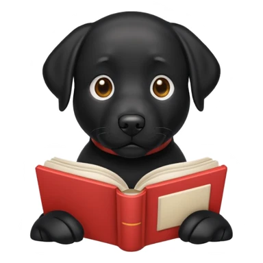 Black Labrador reading a book sticker