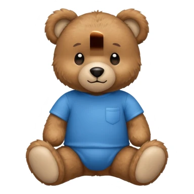 teddy bear wearing a blue tshirt sticker