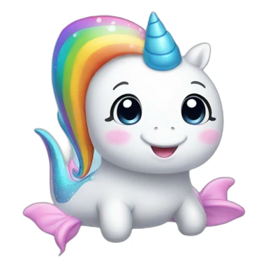 cute rainbow unicorn whale sticker